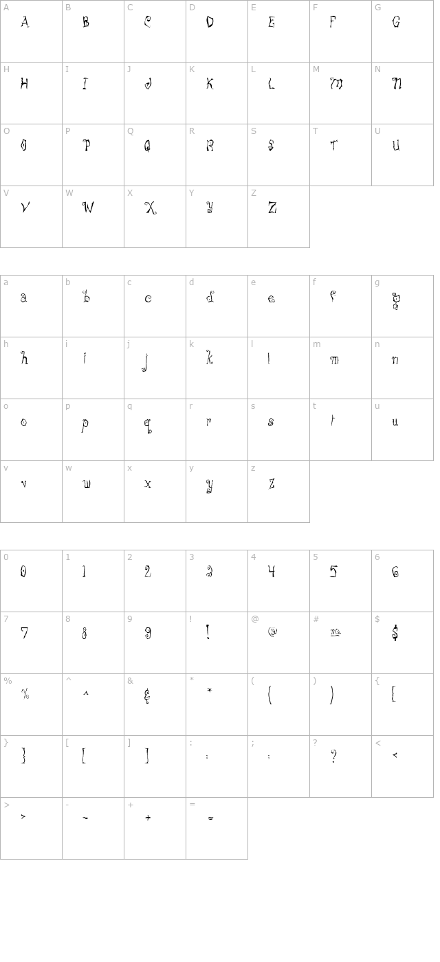 FreakshowScaryA character map