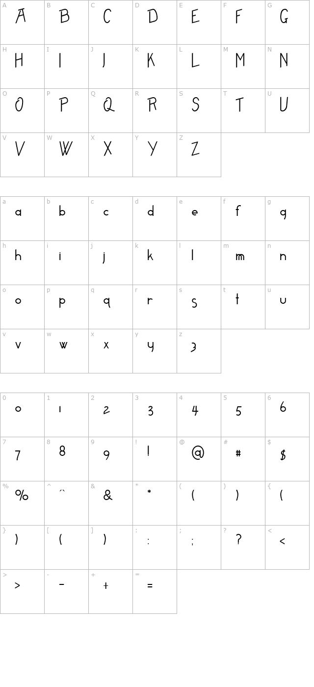 Freame-Plain character map