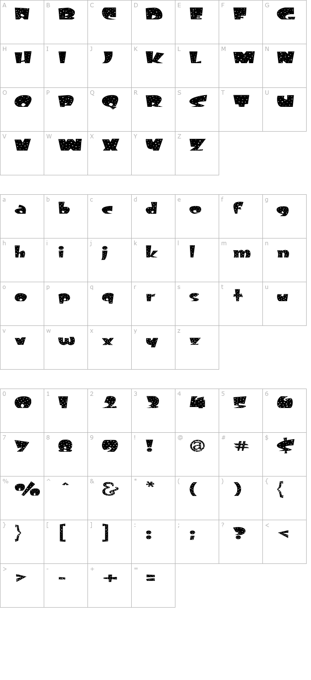 FreckleExtended character map