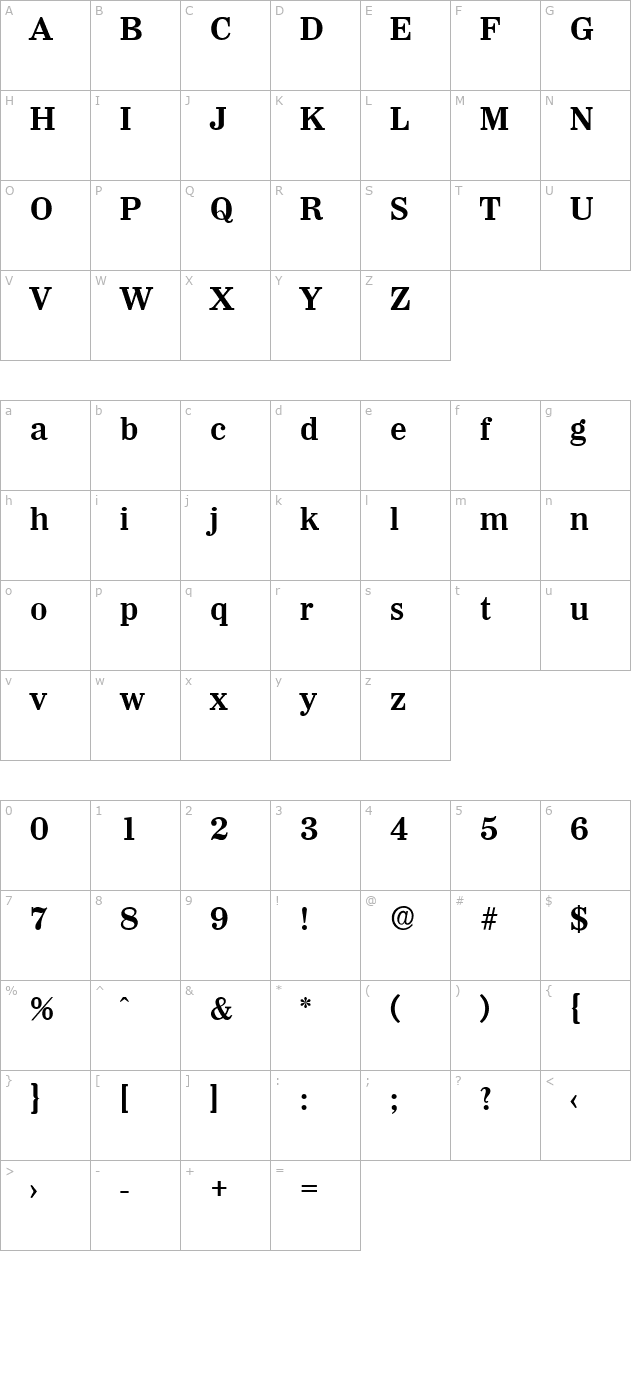 fredbecker-bold character map