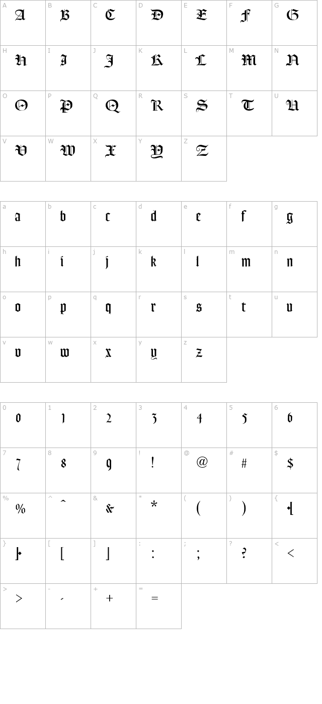 Frederick Text character map