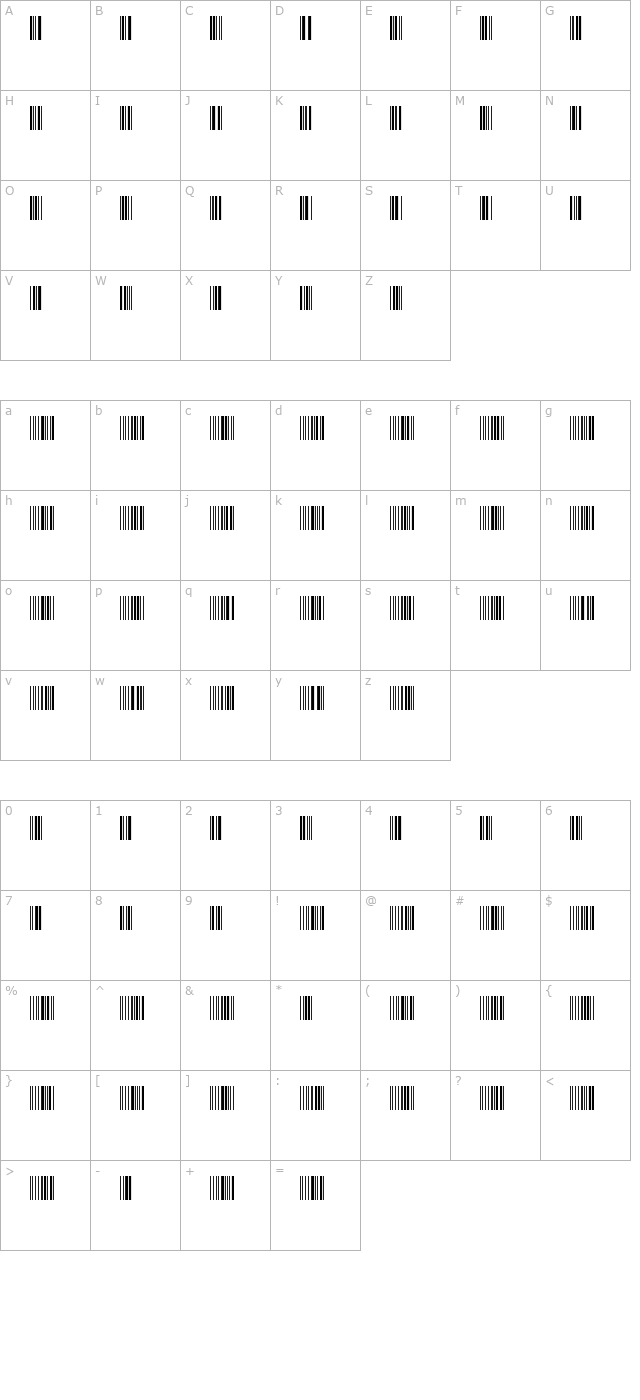 Free 3 of 9 Extended Regular character map