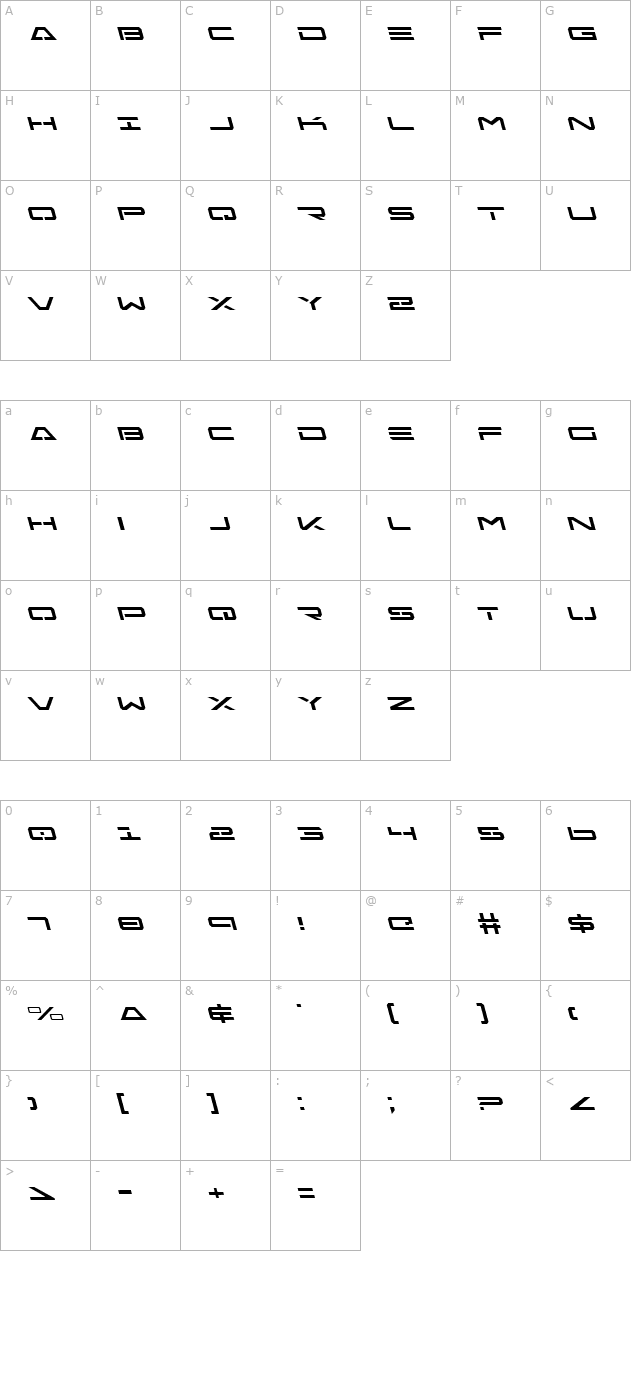 Free Agent Leftalic character map