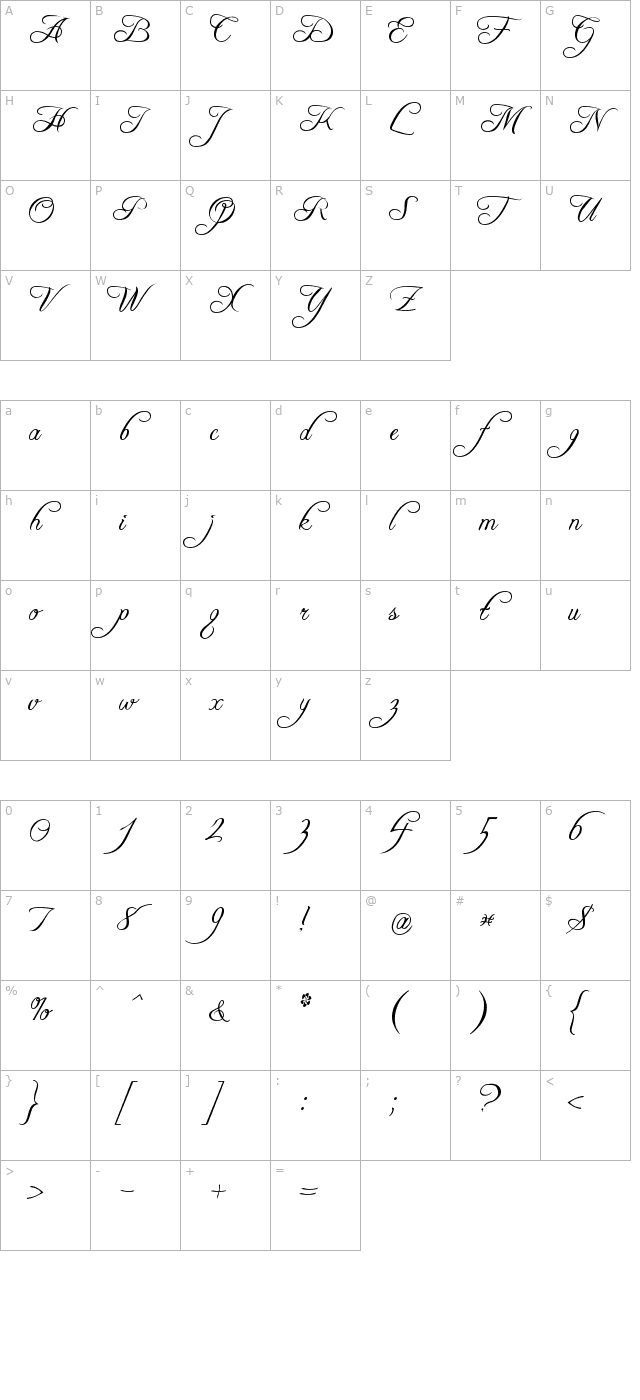 freebooter-script character map