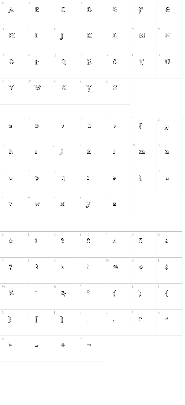 Freebooter Shadow character map