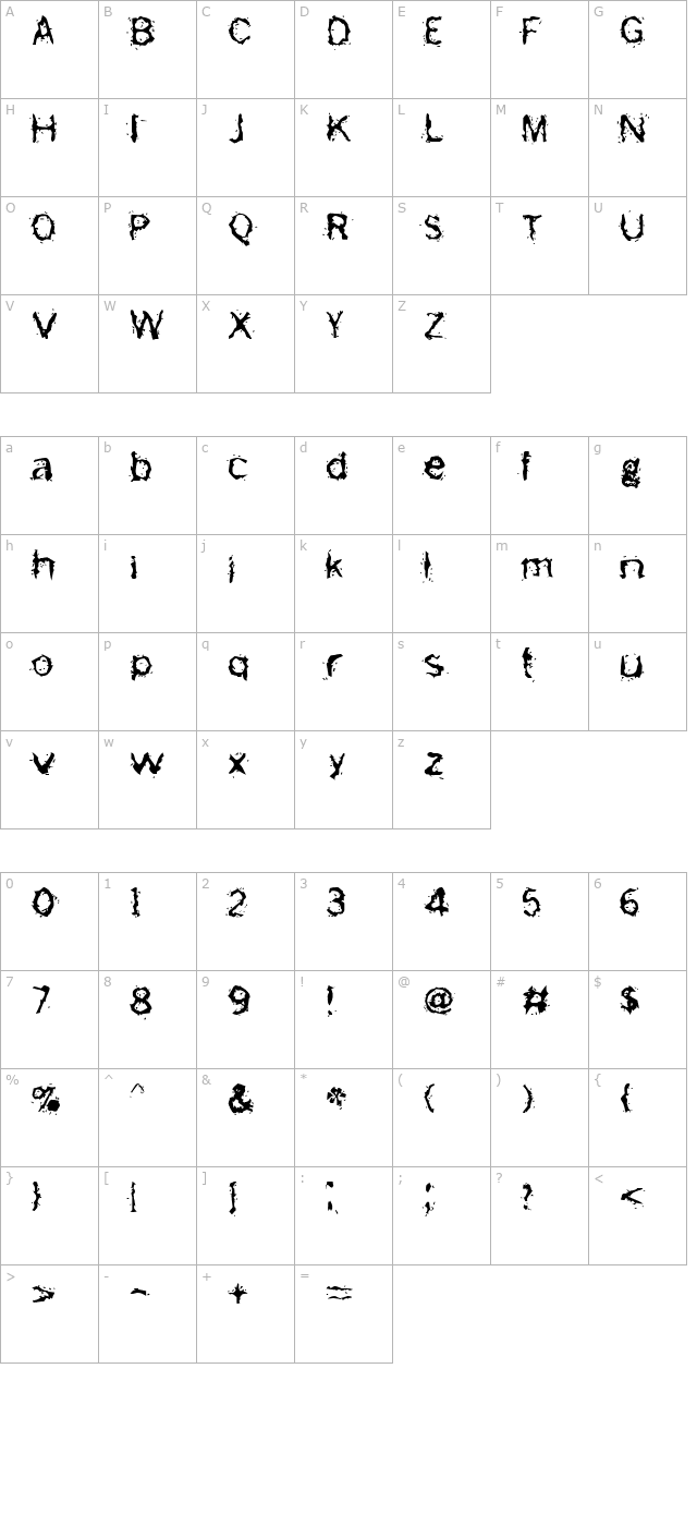 Freemason Blah character map