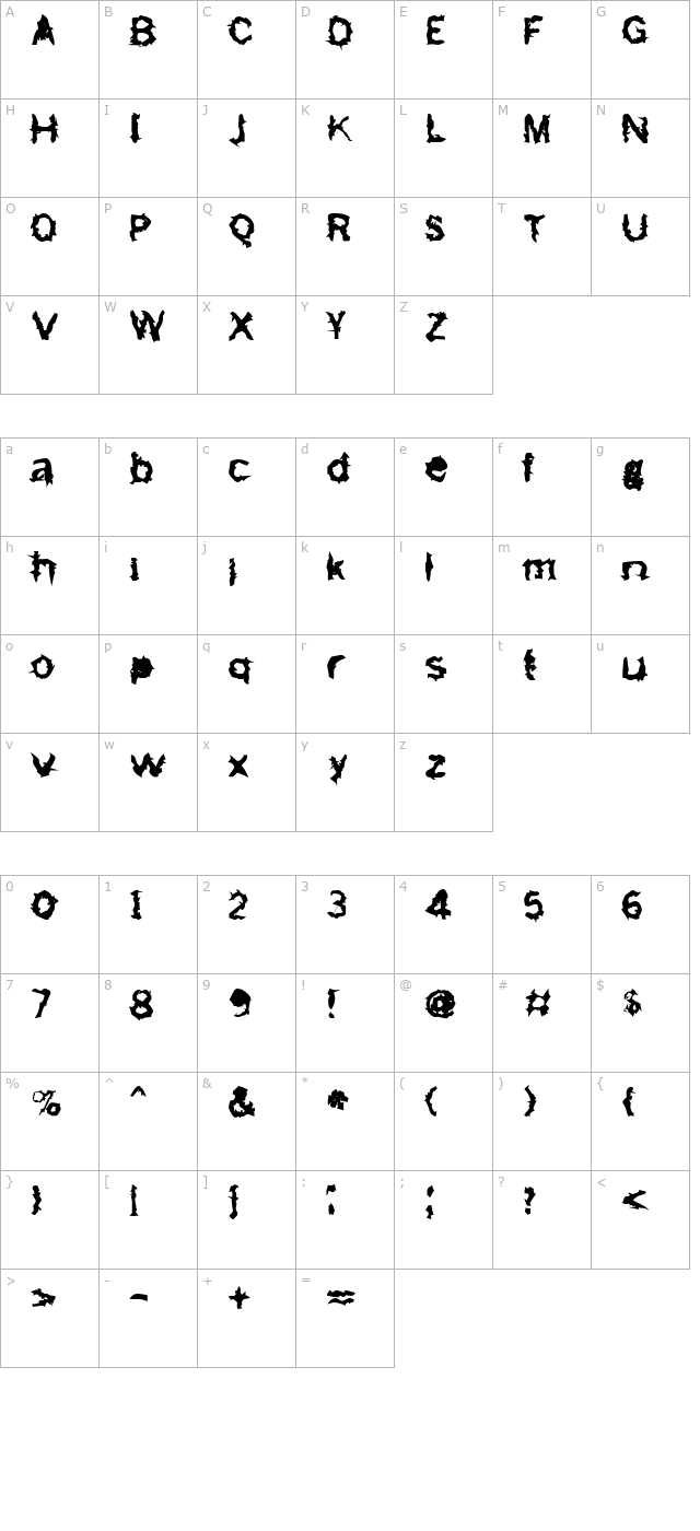 Freemason Bold character map