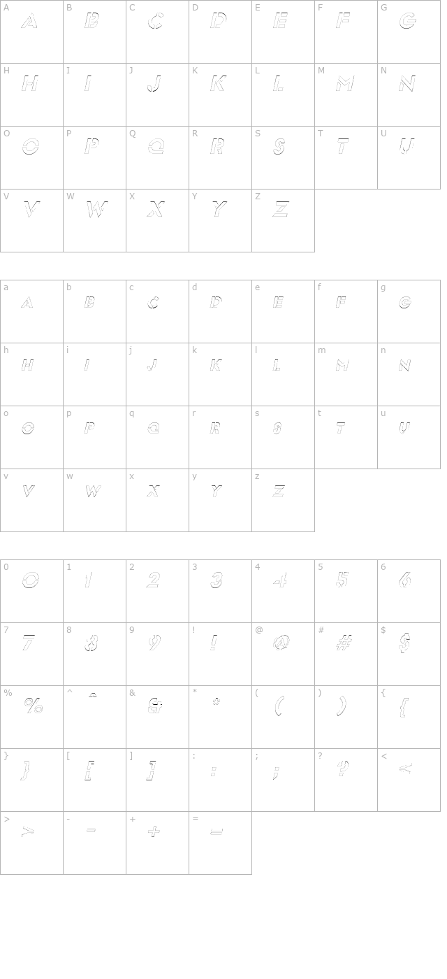 FreeportOutline Oblique character map