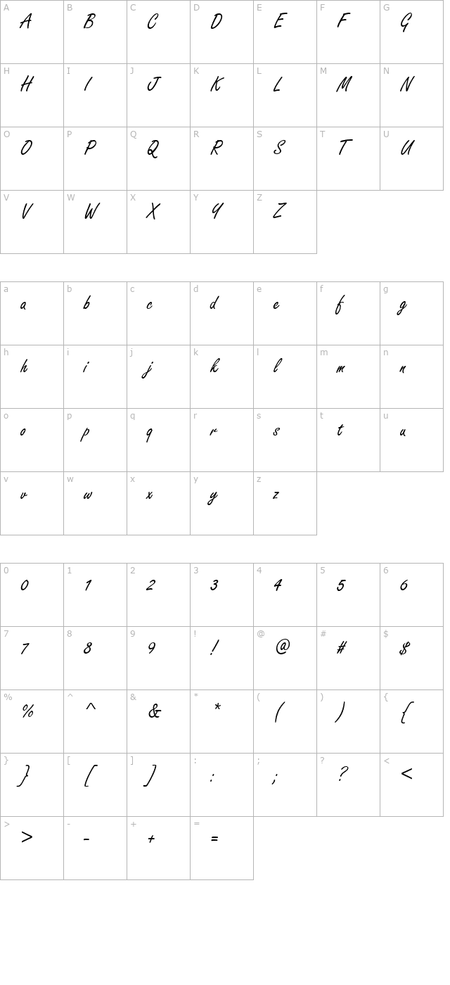 freestyle-script-let character map