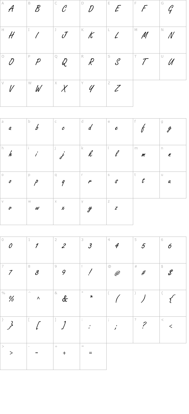 FreestyleScriptStd character map