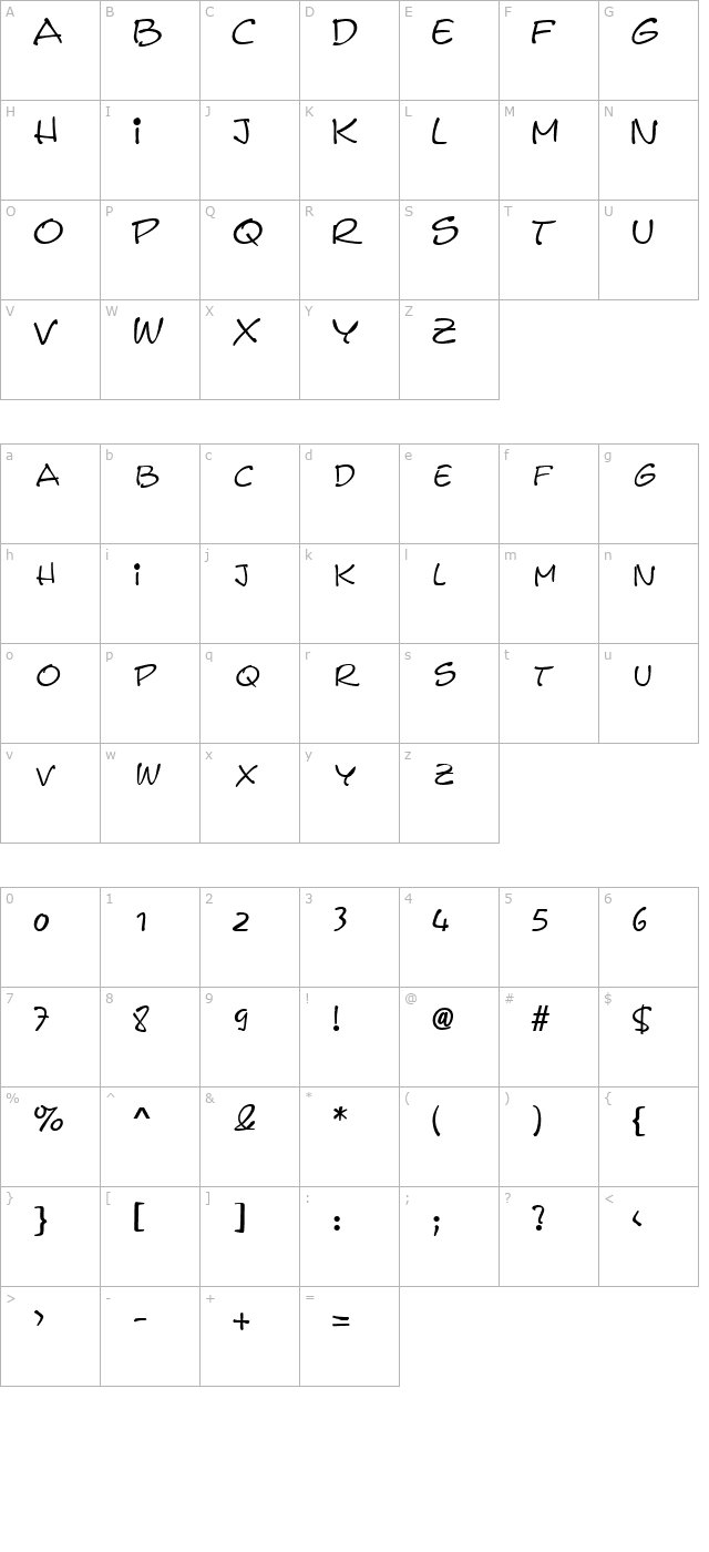 FreneticSCapsSSK Regular character map