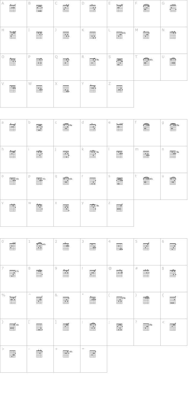 fretsa-regular character map