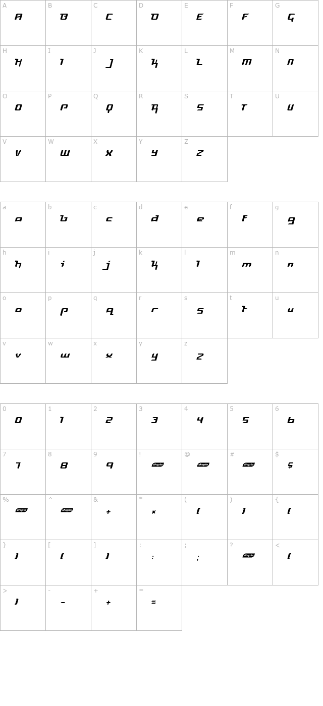 Freya Light character map