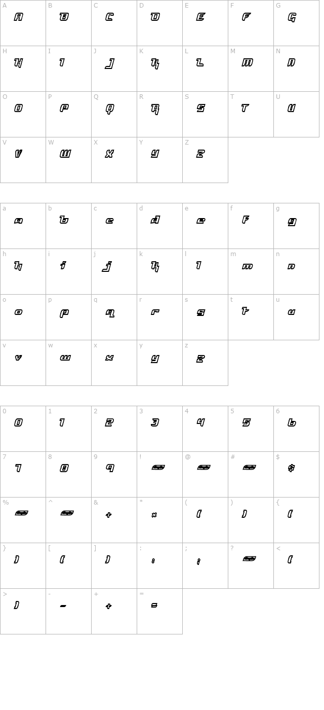 Freya Outline character map