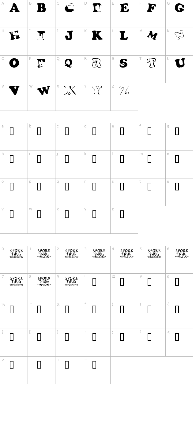 Fridge Magnets character map