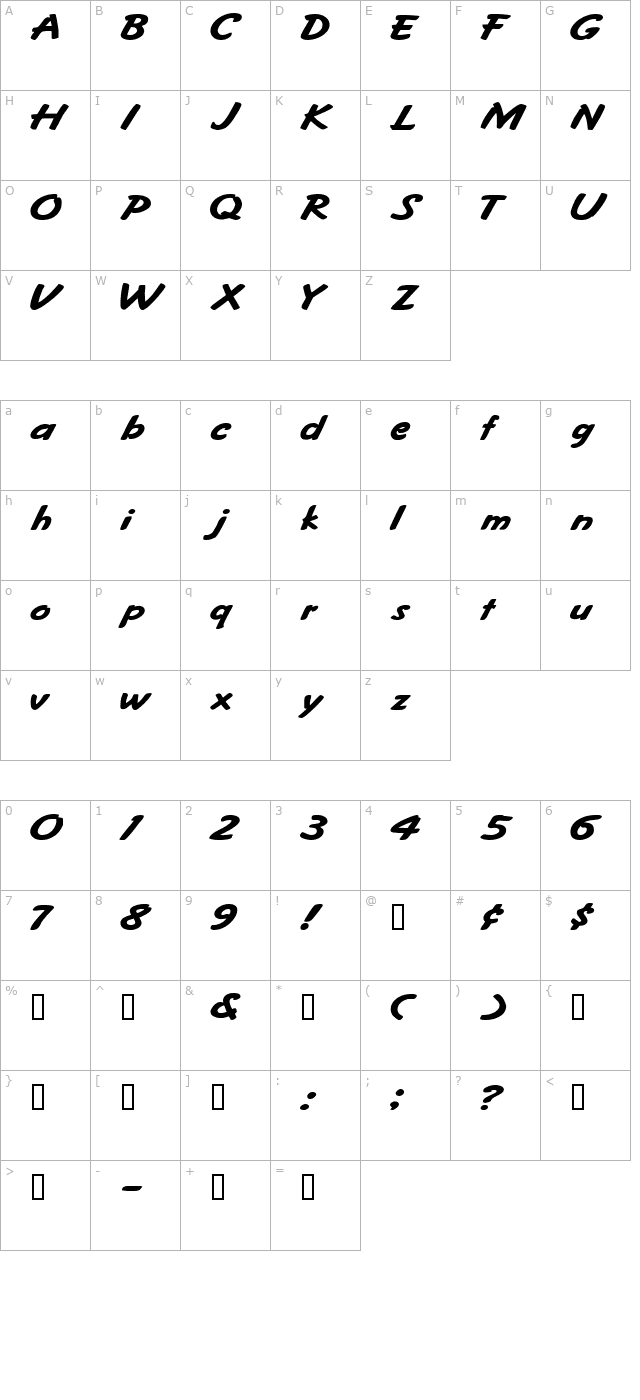 FritzerExtended character map