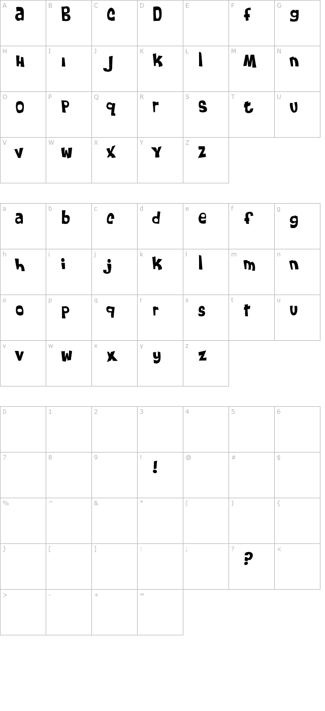 fruitforears-medium character map