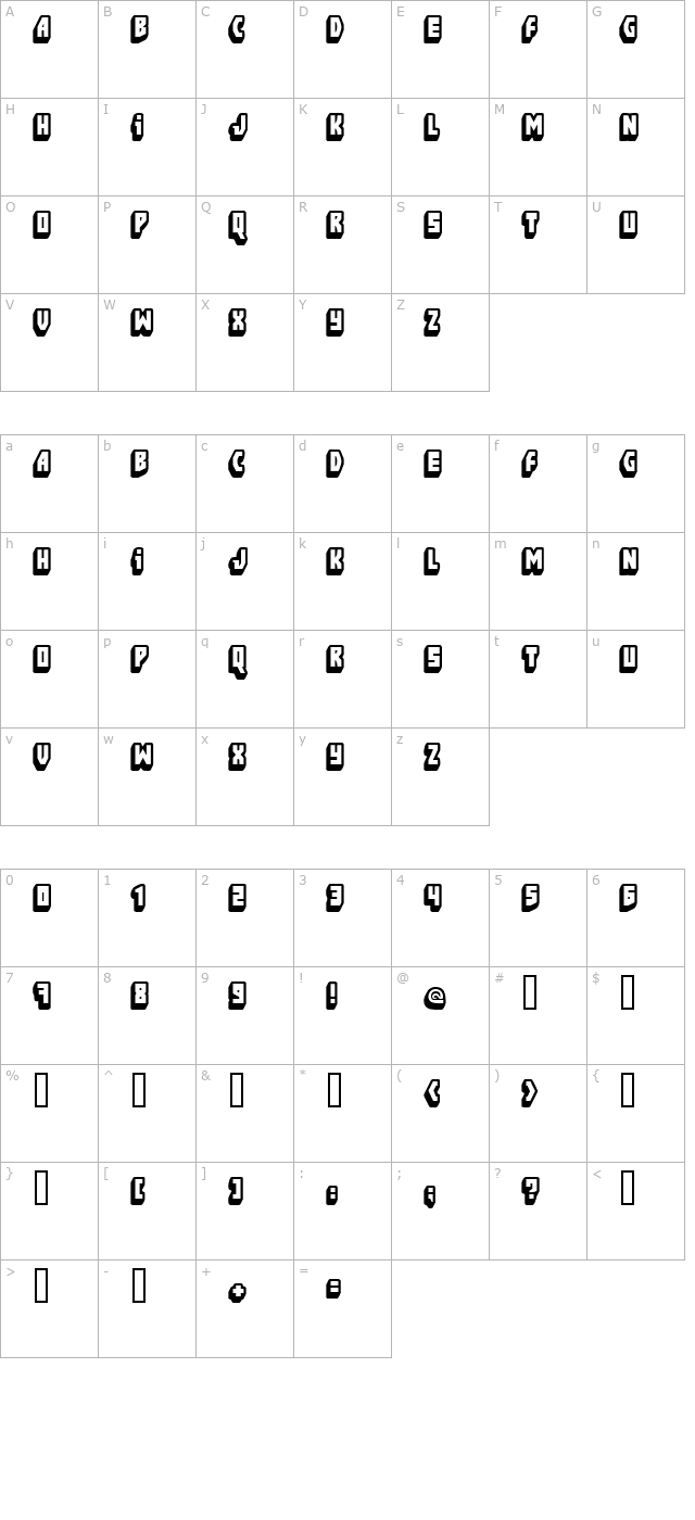 FT Blockbusta character map