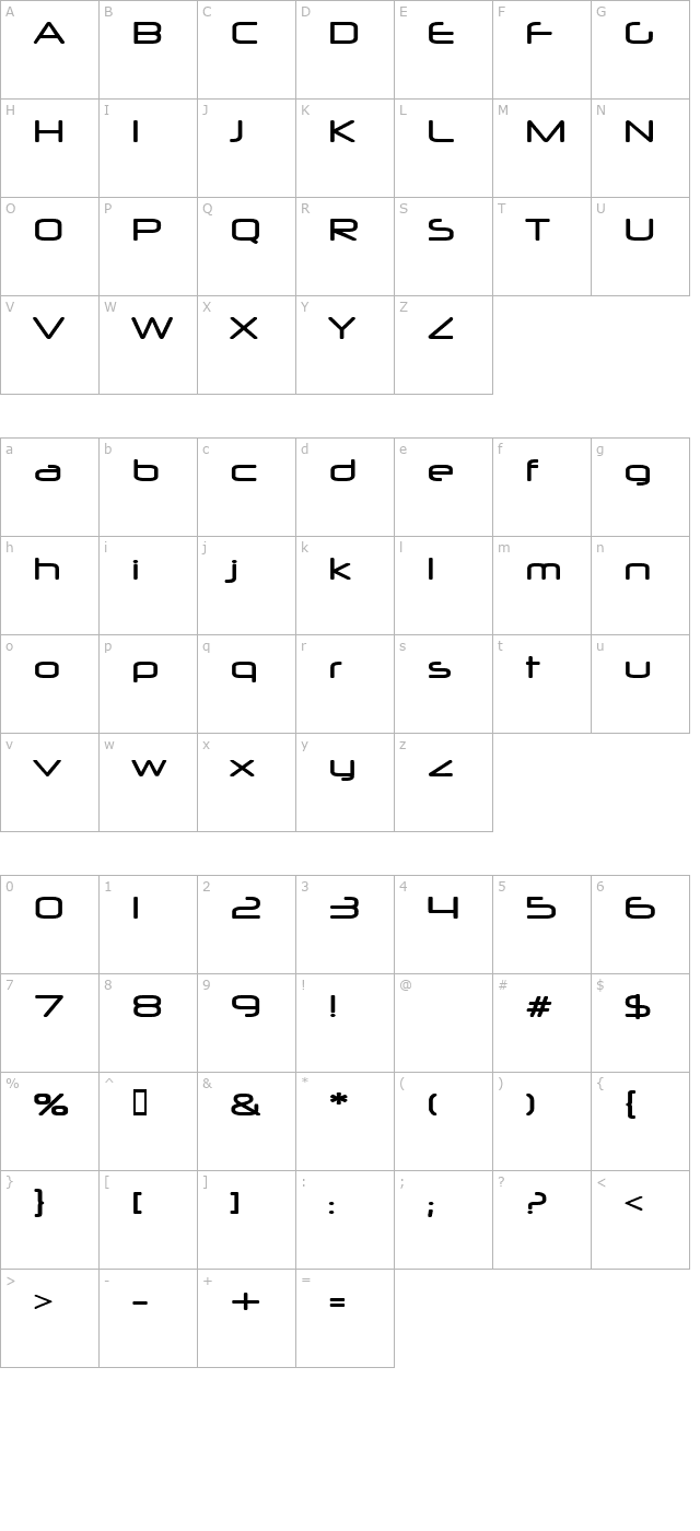 ft30 Medium character map