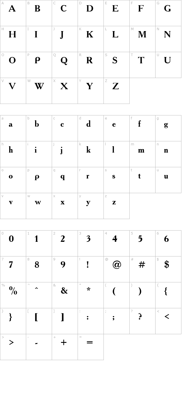 ft43b Bold character map