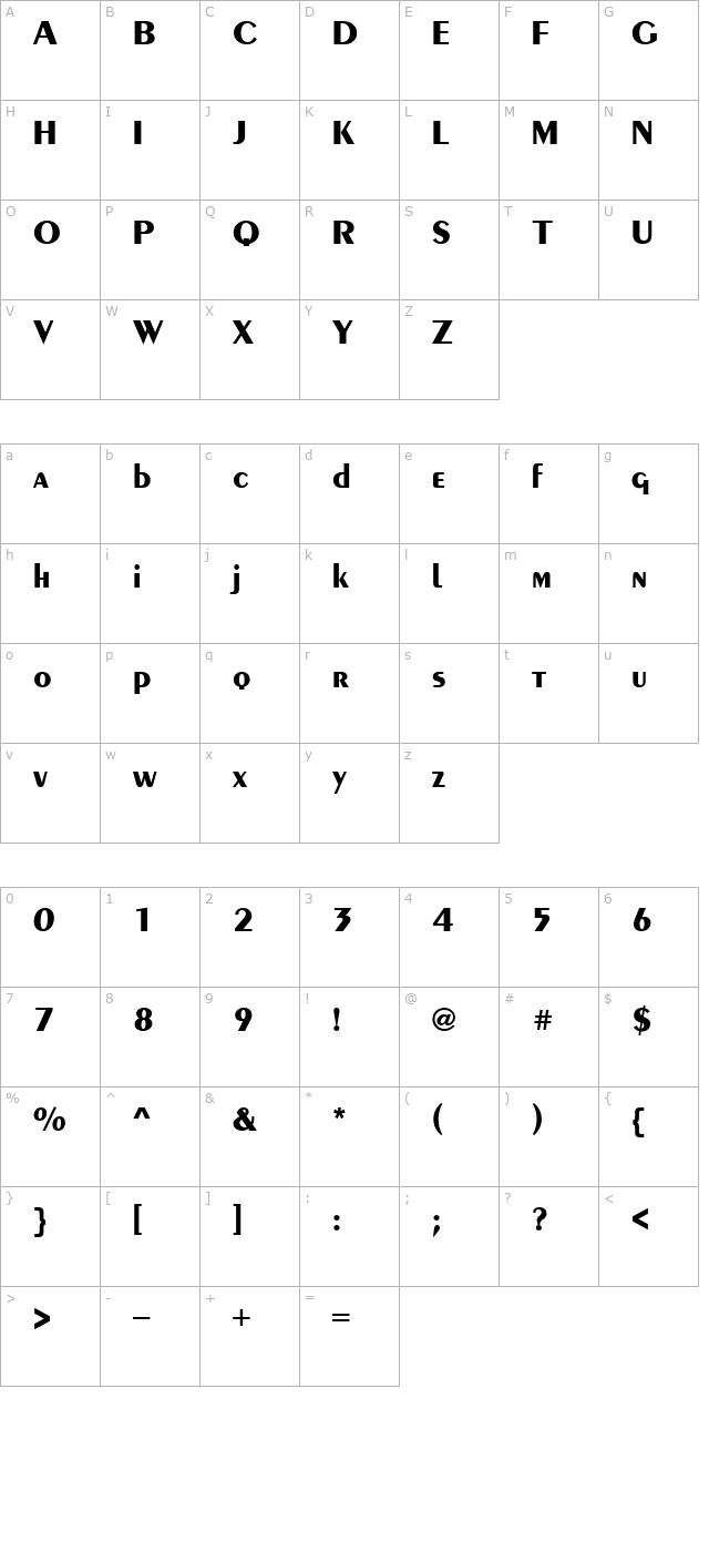 ft49 Bold character map