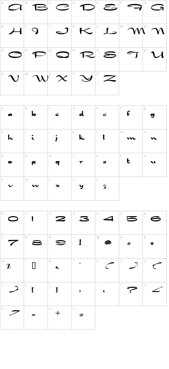 ft66 Bold character map