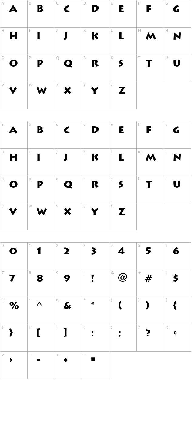 ft89 Bold character map