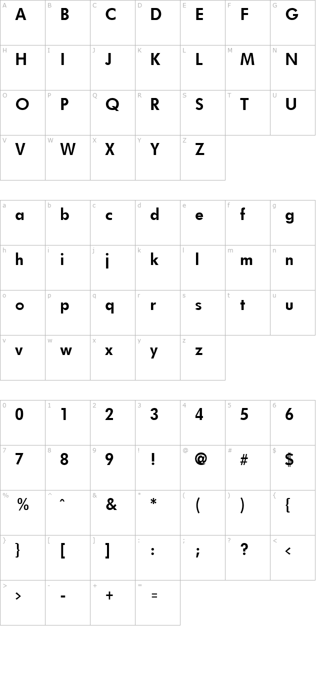 Fulton Bold character map