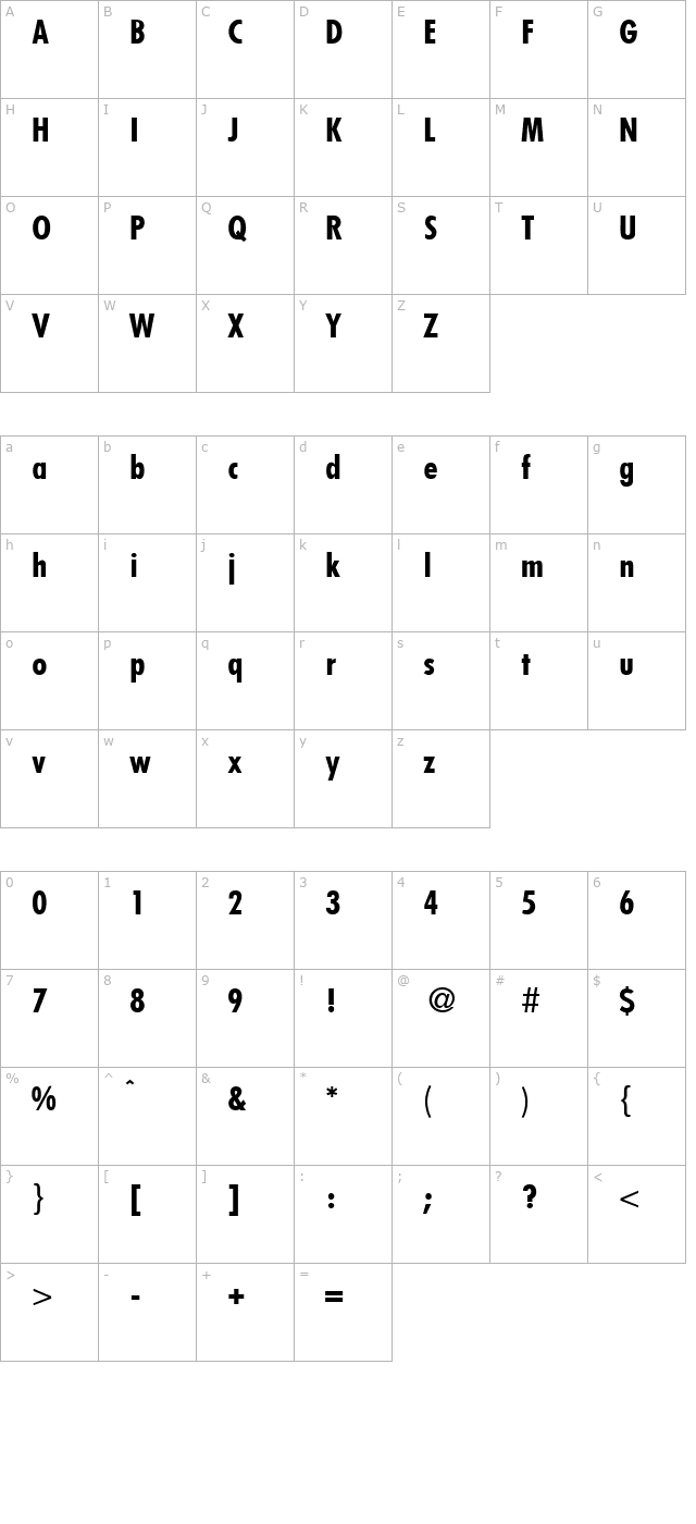 functioncondtwo-bold character map