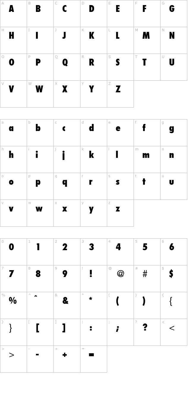 functioncondtwoextrabold-regular character map