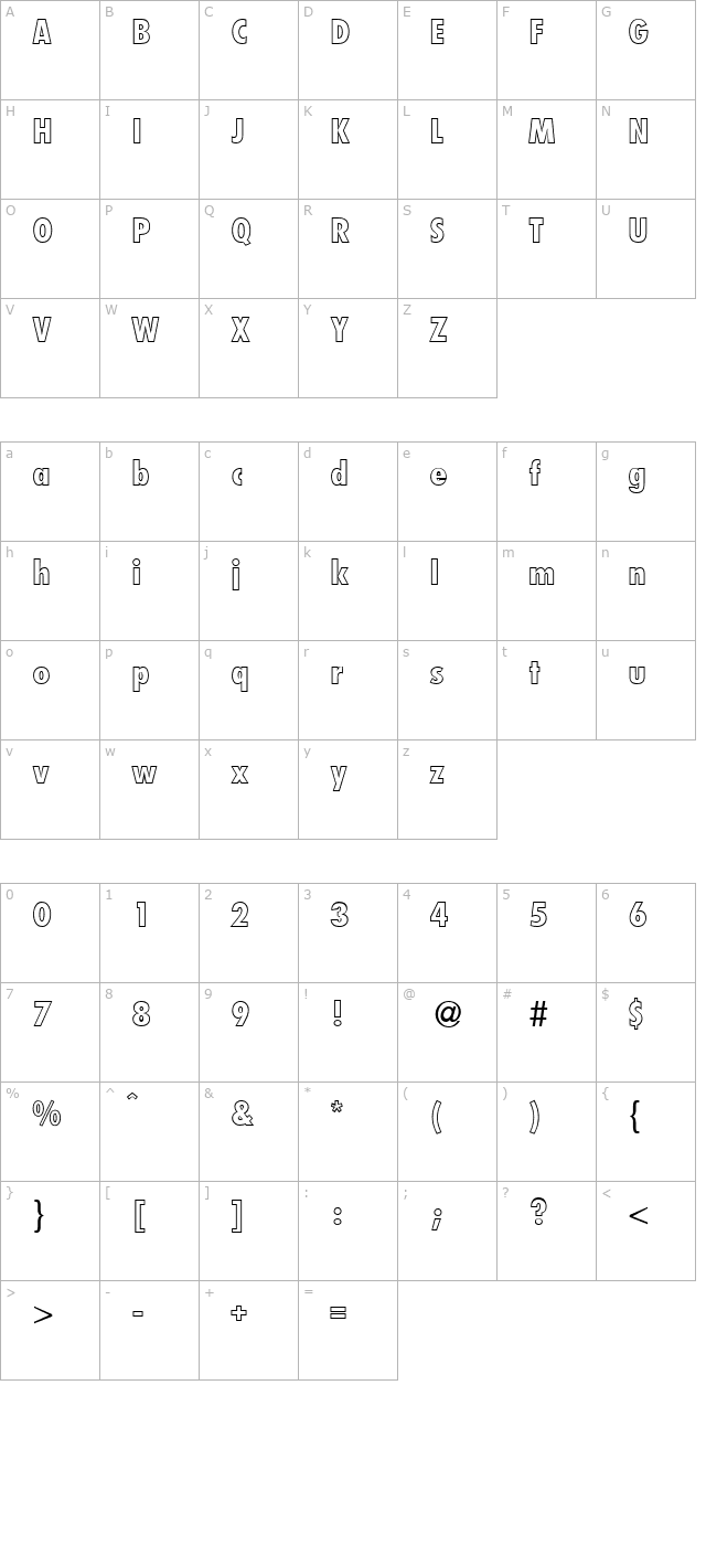 FunctionCondTwoOutExtrabold-Regular character map