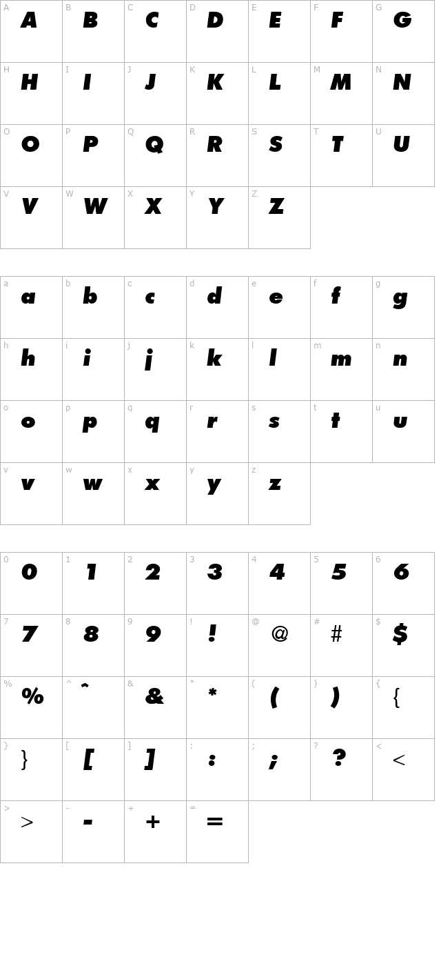 functiontwoextrabold-regularitalic character map