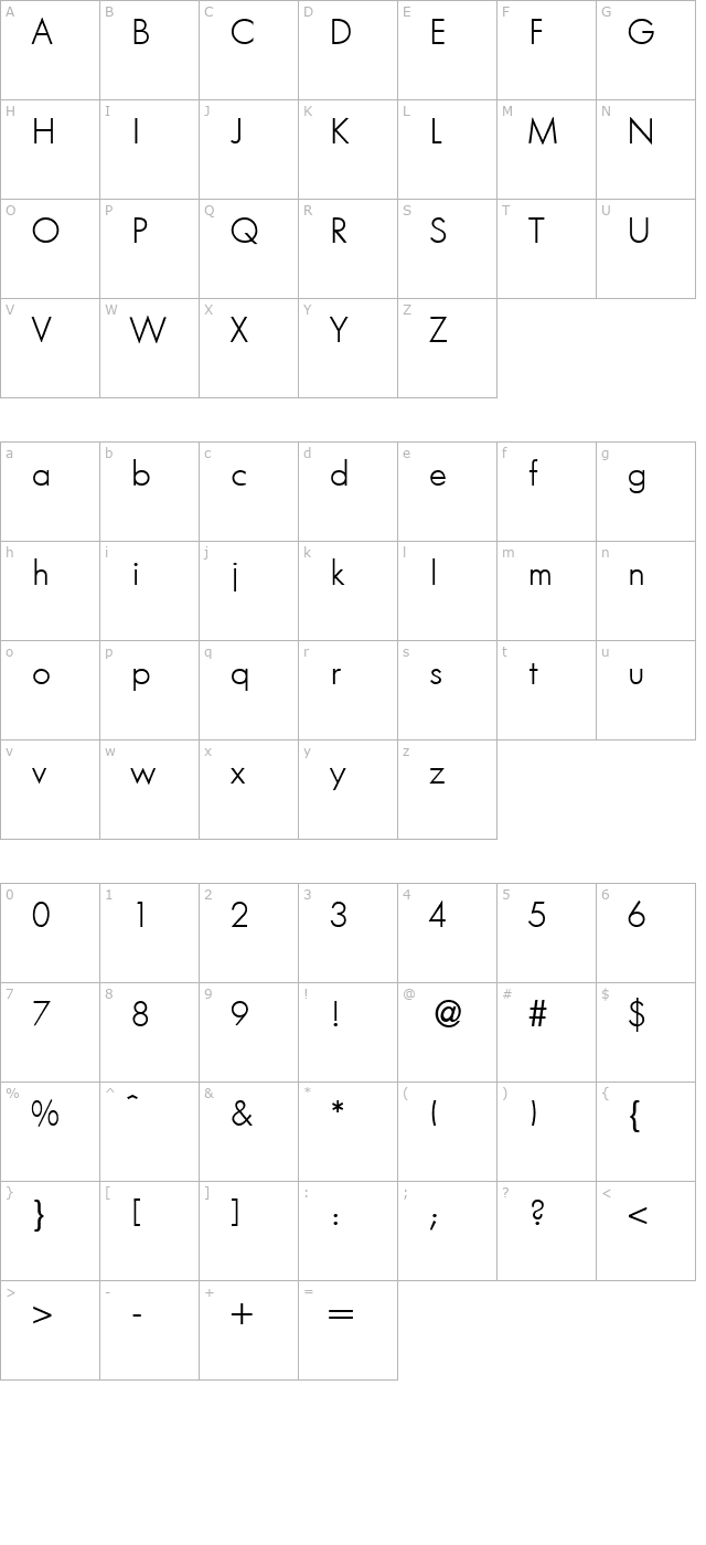 FunctionTwoLight-Regular character map