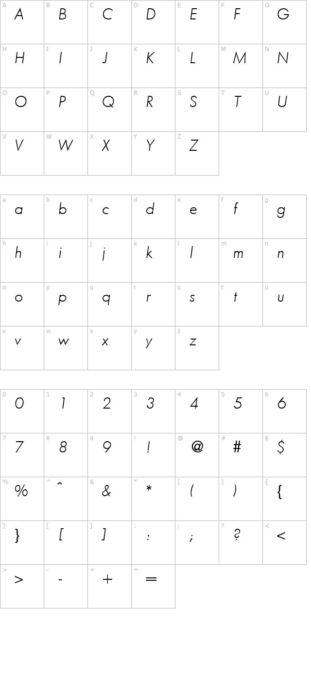 functiontwolight-regularitalic character map