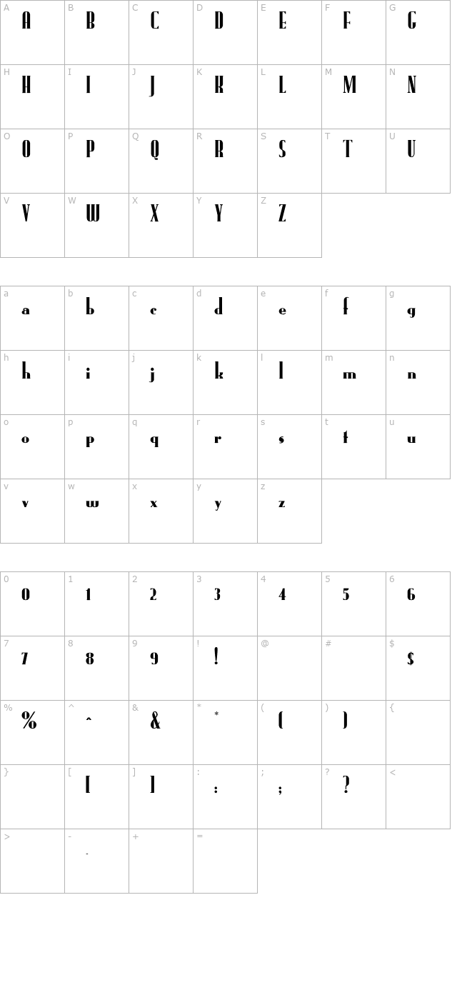 FundRunk-Normal character map