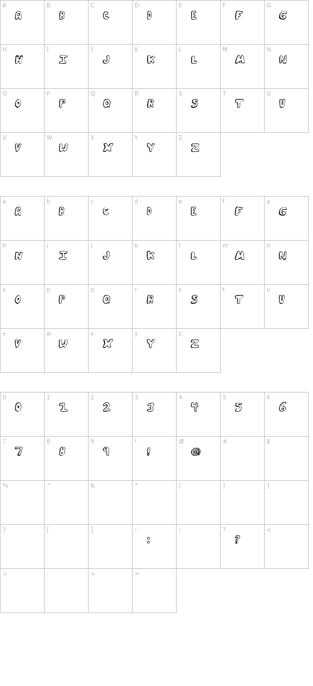 Funky Muskrat Regular character map