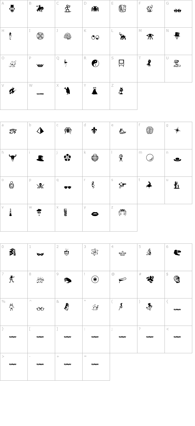 Funway 1 character map