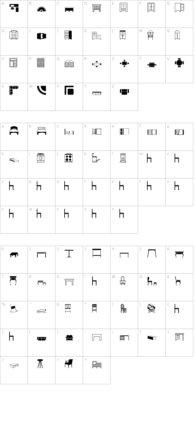 Furniture character map