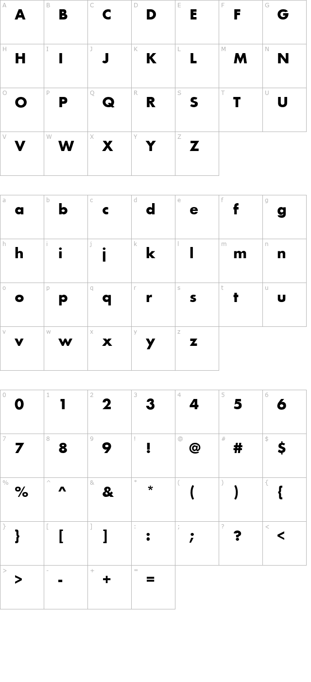 fuschia-bold character map