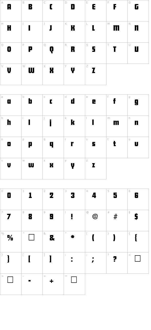 future-regular character map