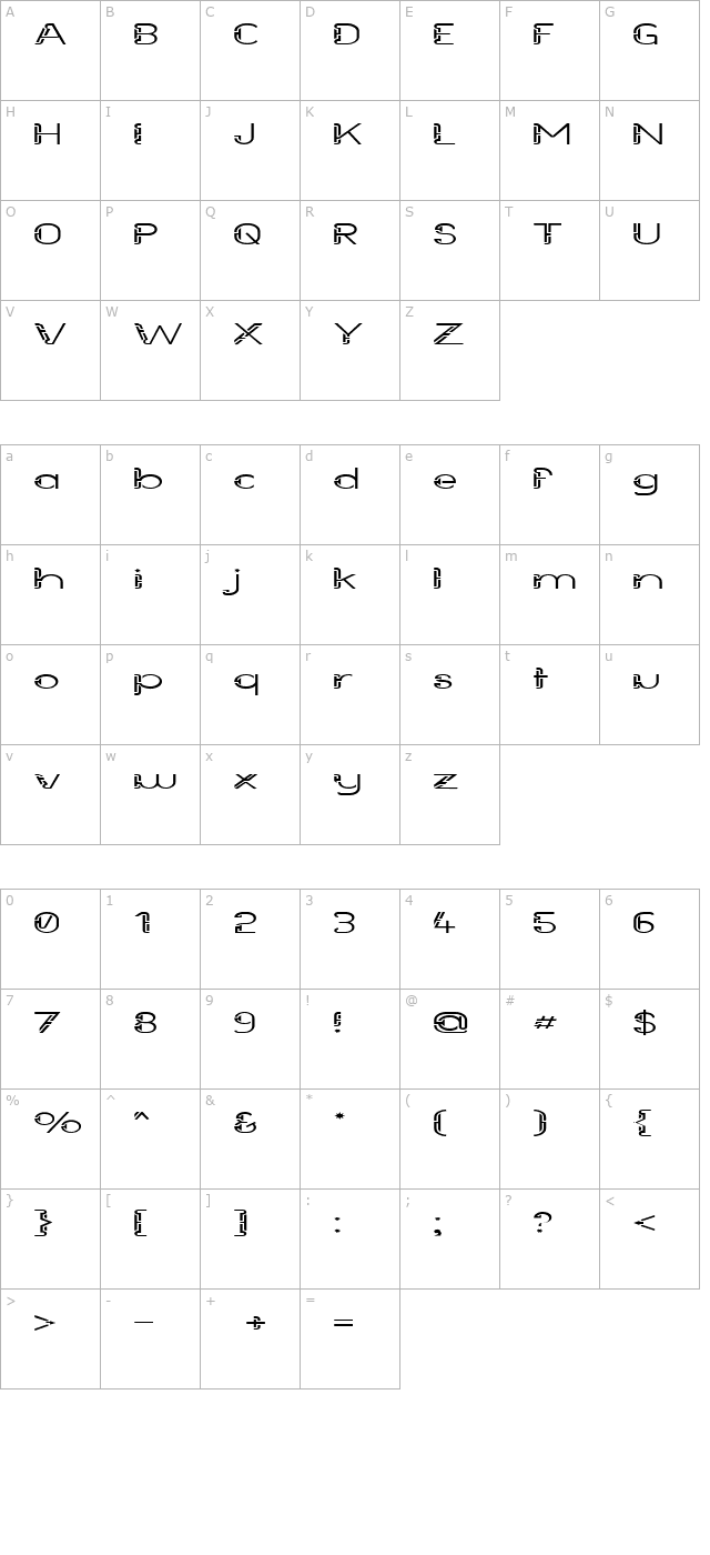 Future Sallow Wide character map