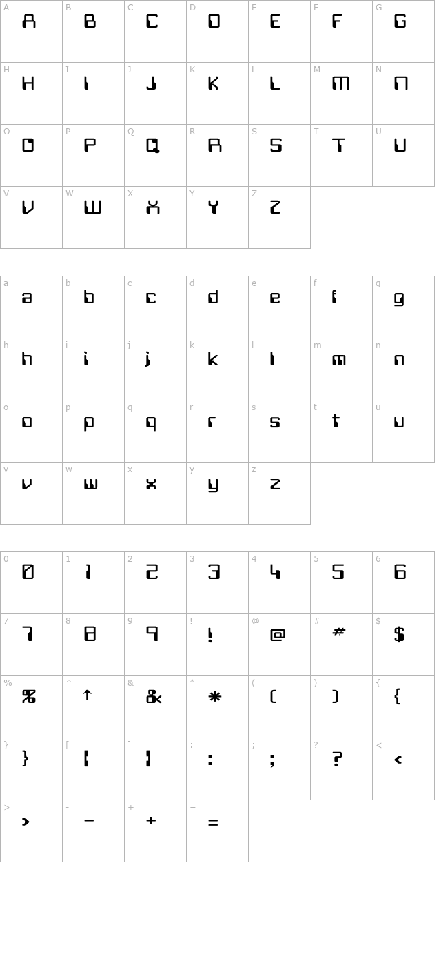 future-wd character map