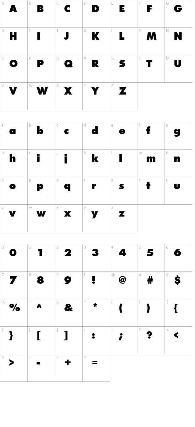 FuturistExtrabold Regular character map