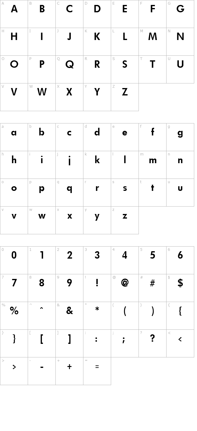 FuturistFixedWidth Bold character map