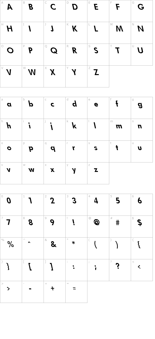 FuturistLefty Bold character map