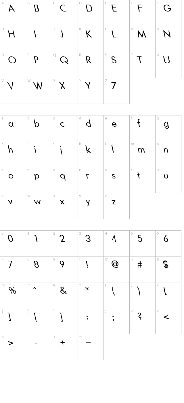 futuristlefty-regular character map