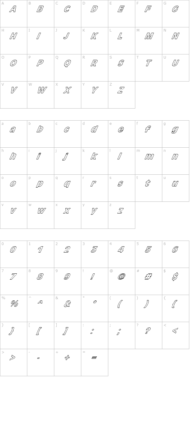 fz-basic-1-hollow-italic character map