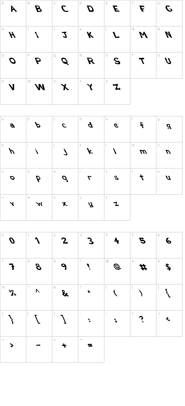 FZ BASIC 12 LEFTY character map