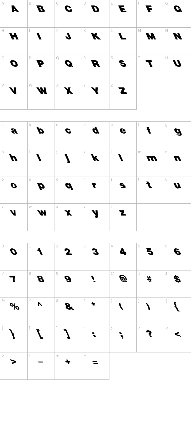 FZ BASIC 13 LEFTY character map