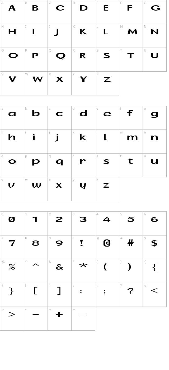 FZ BASIC 14 EX character map